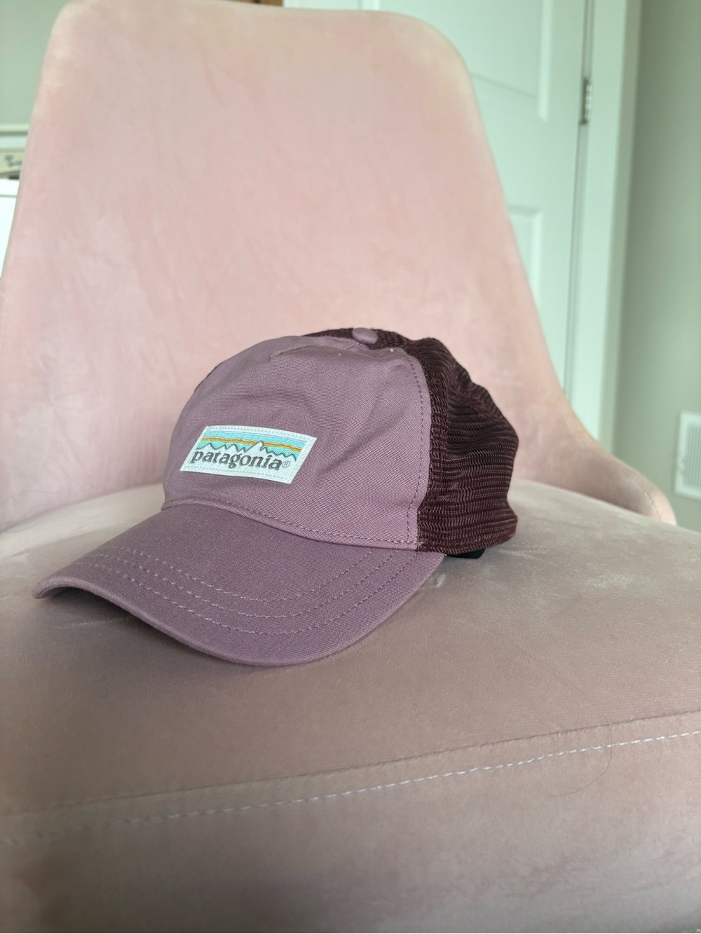 Patagonia Dusty Rose and Dark Brown Mesh Cap